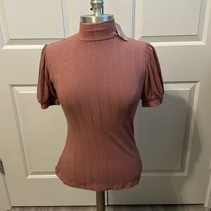 PHILOSOPHY ROSE PINK RIBBED MOCK TOP SZ XS CAREER EVERYDAY